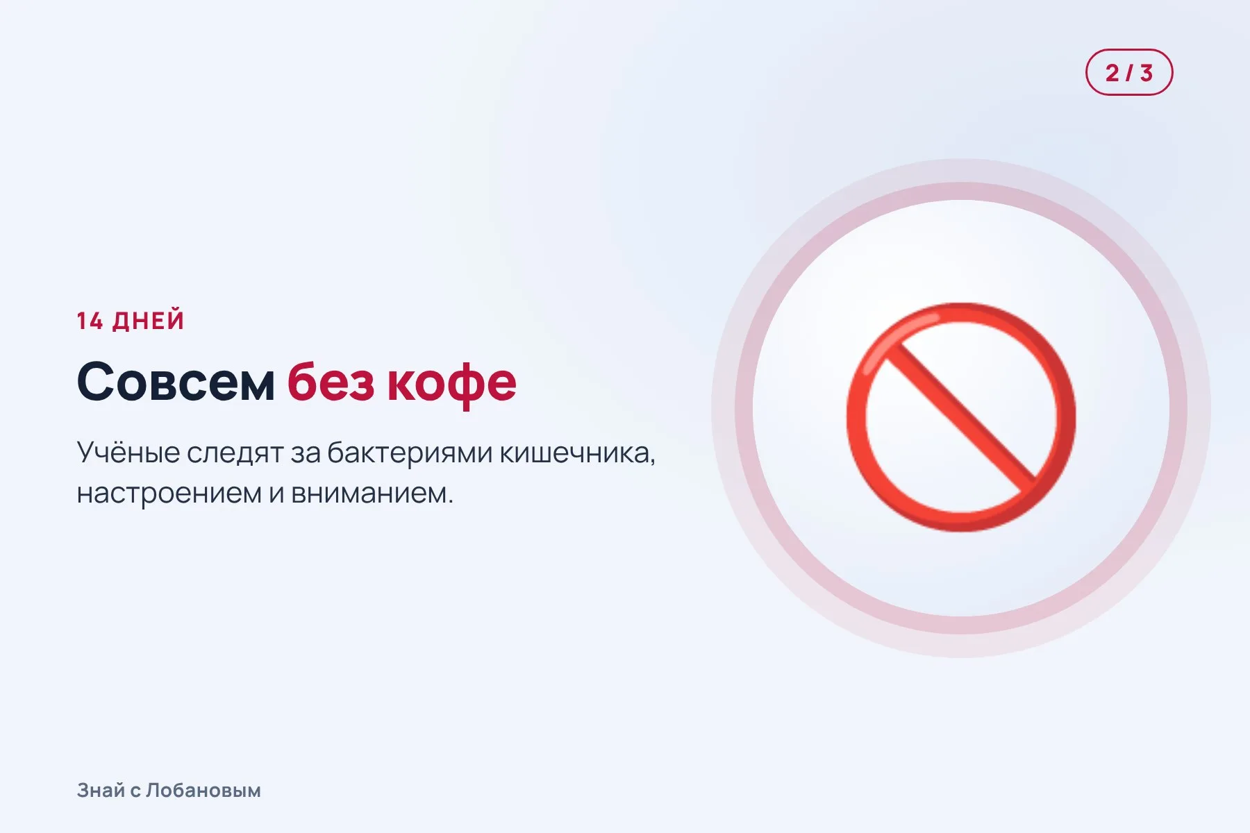 1. Обычные дни: 3–5 чашек кофе. Иллюстрация: «Знай с Лобановым» по данным Nature Communications, условно · 2. 14 дней совсем без кофе. Иллюстрация: «Знай с Лобановым» по данным Nature Communications, условно · 3. Три недели — обычный кофе или без кофеина, вслепую. Иллюстрация: «Знай с Лобановым» по данным Nature Communications, условно — 2 из 3