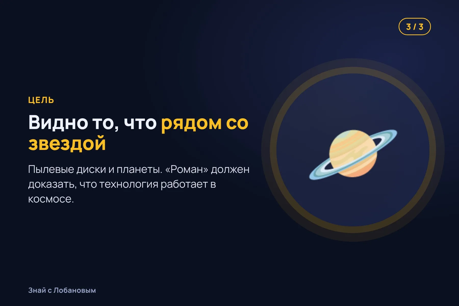 1. Звезда в миллионы раз ярче планеты и засвечивает её. Иллюстрация: «Знай с Лобановым», условно · 2. Коронограф закрывает свет звезды масками и подвижными зеркалами. Иллюстрация: «Знай с Лобановым», условно · 3. Остаётся слабый свет того, что рядом со звездой, — дисков пыли и планет. Иллюстрация: «Знай с Лобановым», условно — 3 из 3